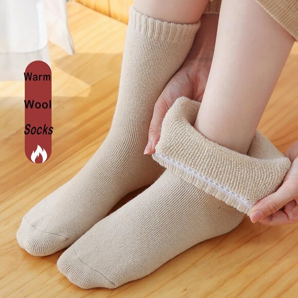 Multicolor Wool Sock for Women  5 Pairs Warm Thermal Winter Boot Socks Gift 5-10 - Picture 2 of 7
